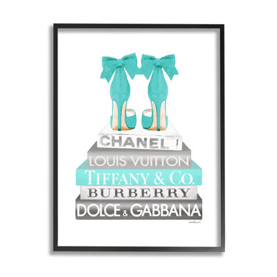 " Turquoise Designer Heels On Modern Glam Bookstack " by Amanda Greenwood