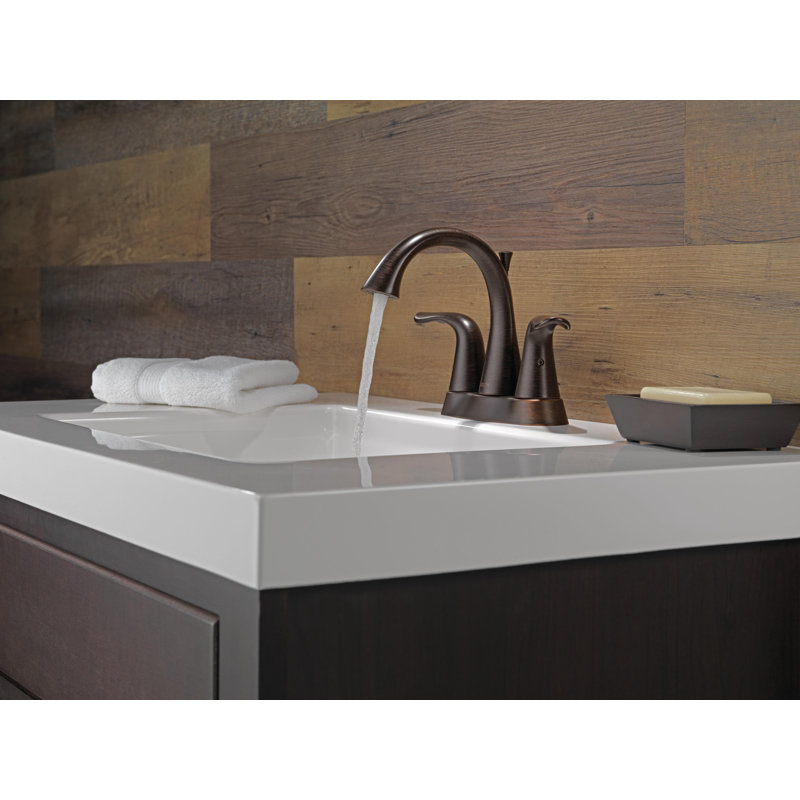 Lahara Centerset Bathroom Faucet with Drain Assembly, 2-handle Bathroom Sink Faucet, Venetian Bronze