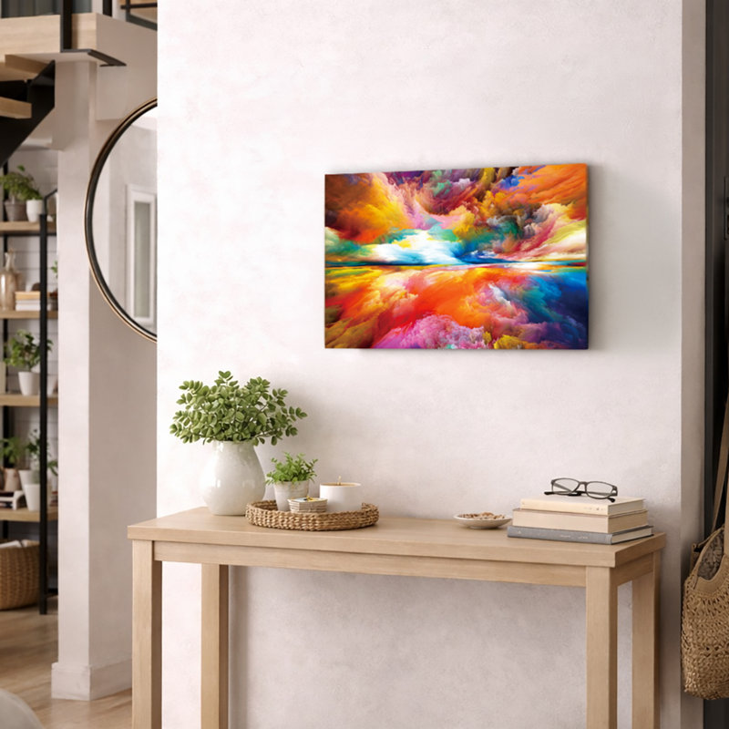 Abstrait surréel, création de lever de soleil sur toile tendue, H 24 po x l 36 po x P 1,5 po