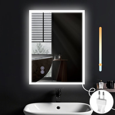 Bathroom mirror round touch with lighting dimmable 3000K-6500K wall mirror