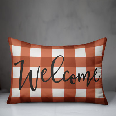  Welcome Plaid Lumbar Pillow