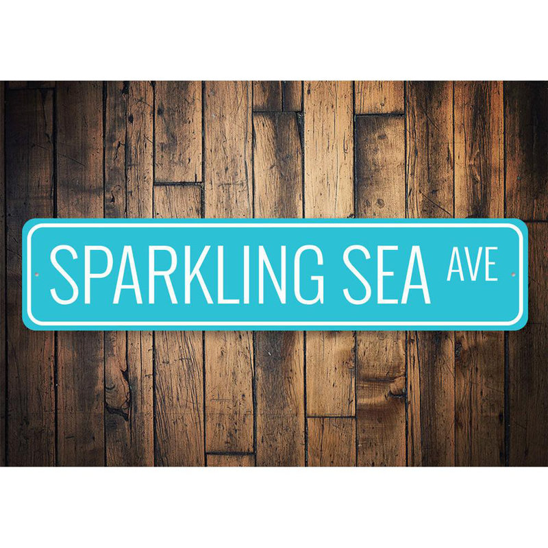 Plaque en aluminium Sparkling Sea Avenue, H 6 po x l 24 po x P 0,063 po