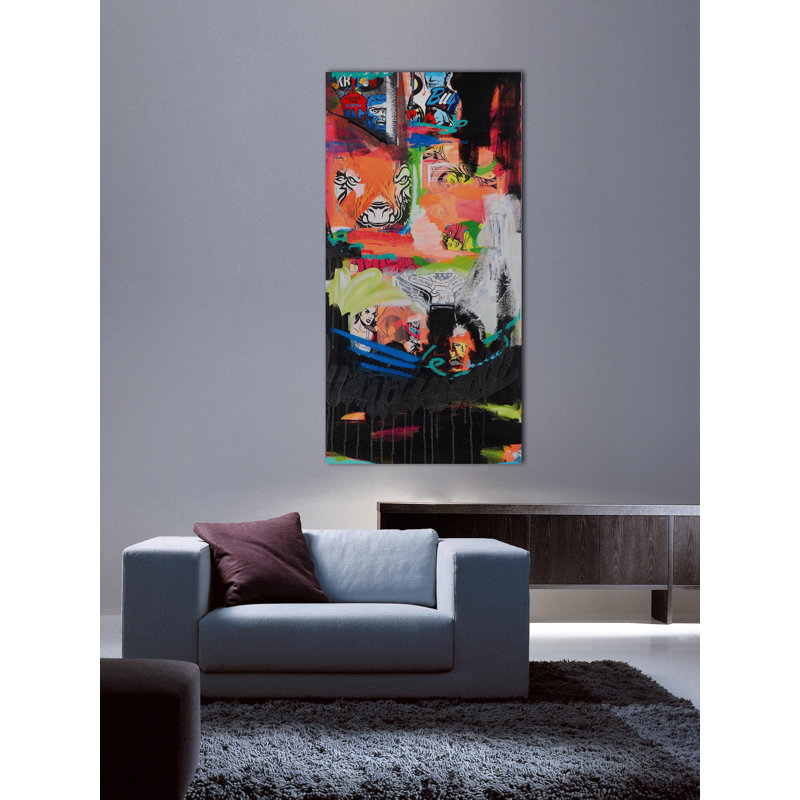 Vibrant Abstract Orange and Multicolor Canvas Wall Art