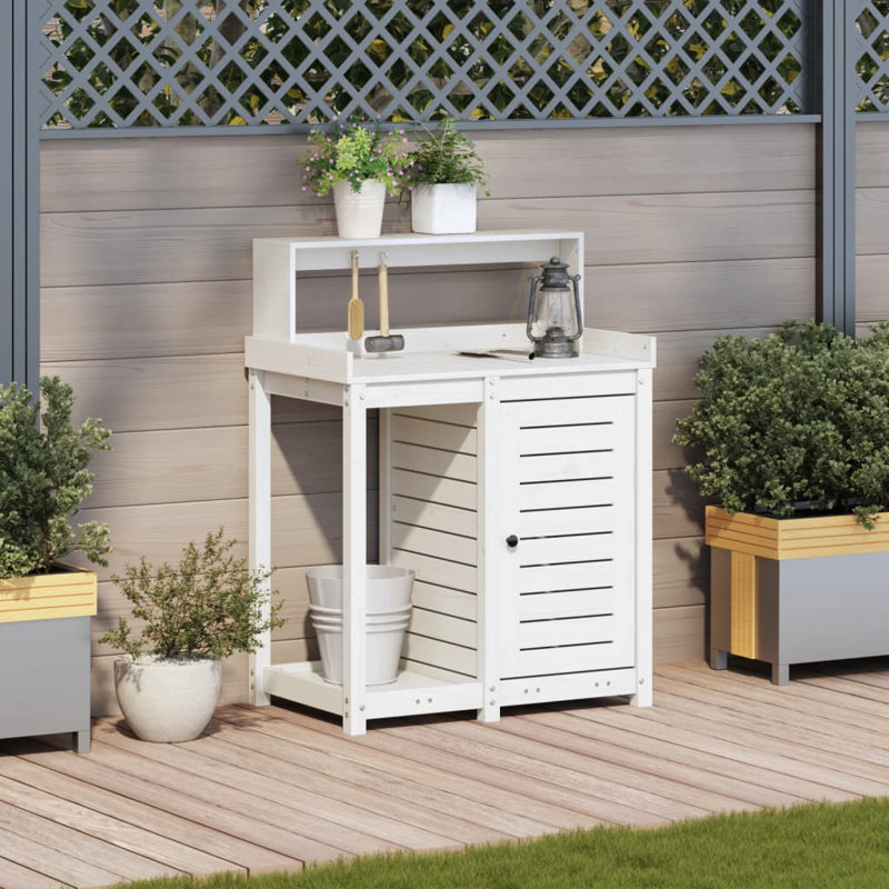 Broxton Wood Potting Bench, White
