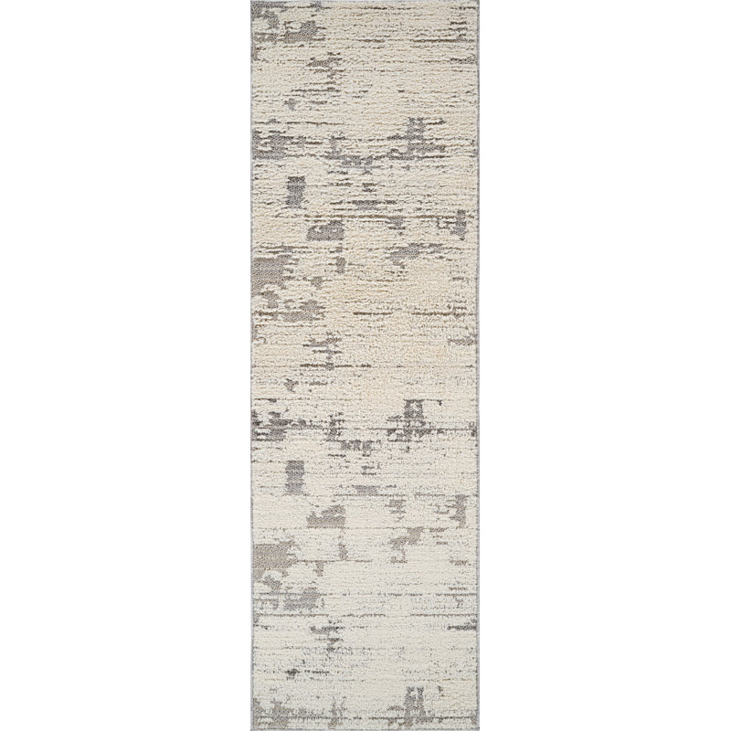 Rug Abstract Indoor Area Rug, Cream Grey., Runner 2'3" x 8'