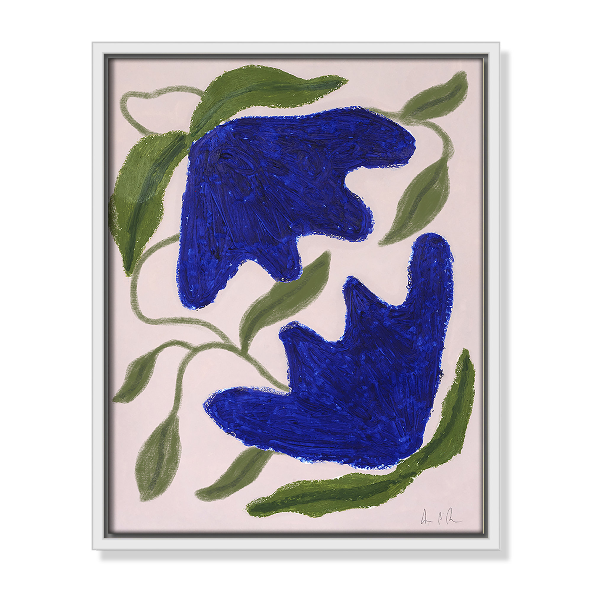 Blue Anemones No. 02 Print by Camilla Bergqvist, 15.5" H x 12.5" W, White