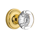 Classic Rosette with Round Clear Crystal Door Knob
