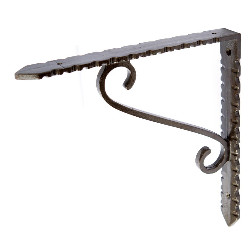 Hammer & Tongs - Notched Scroll Iron Shelf Bracket - D205mm - Raw