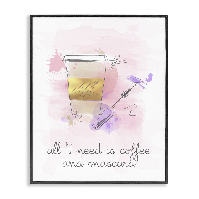 «Need Coffee & Mascara», estampe numérique par Anna Quach, Giclée encadrée noir minuit, H 14 po x l 11 po