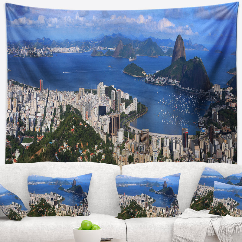 Paysage, tapisserie panoramique Rio De Janeiro, H 32 po x l 39 po
