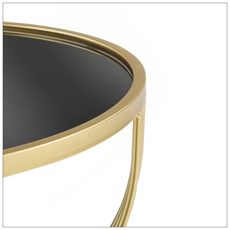 Table d'appoint moderne [Structure en métal doré + plateau noir]