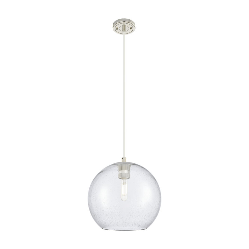 Luminaire suspendu à cordon 1 lumière Crown Point, H 130,75 po x l 3,88 po x P 3,88 po, Grainé, Nickel poli