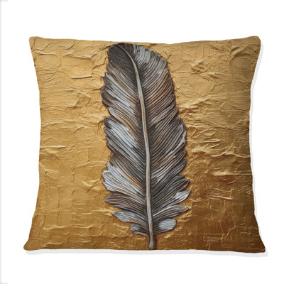 Boho Glam, exquis peinture de plumes dorées - coussin décoratif imprimé