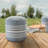 Argueta Blue/Ivory Striped Outdoor Handmade Textured Ottoman Pouf