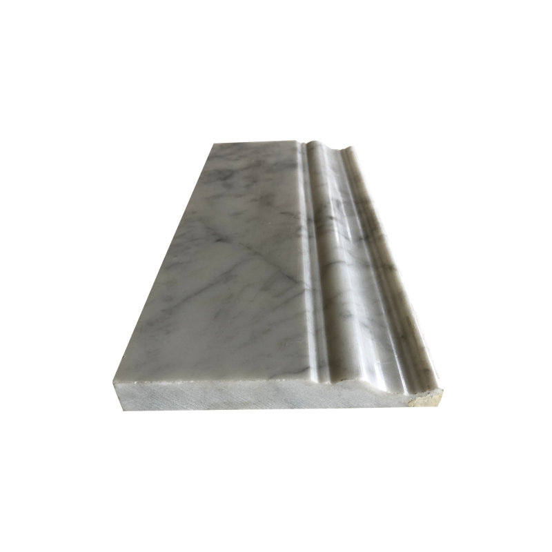 Bianco Carrara 5" x 12" Polished Marble Baseboard Tile Trim in Gray