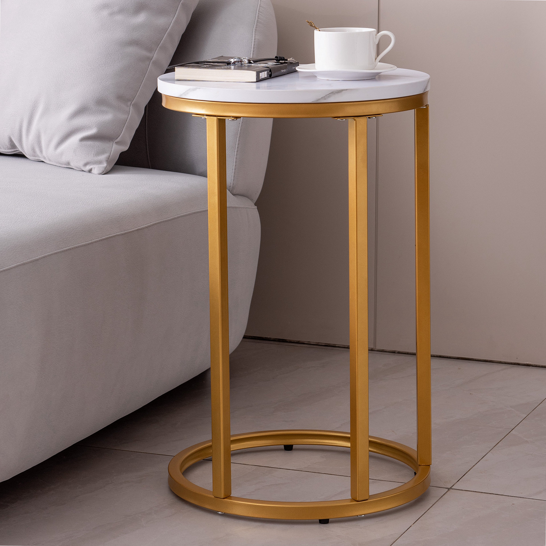 Mercer41 Lanaeh Contemporary Metal Frame Round C Accent Table | Wayfair