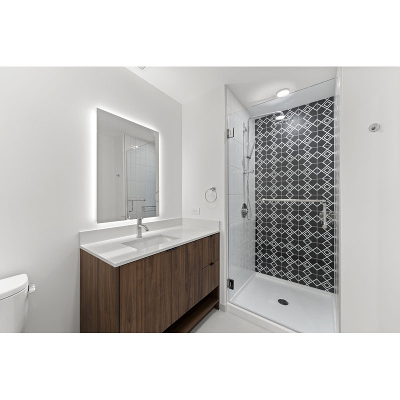 Casablanca Squares 8" x 8" Encaustic‑Look Patterned Porcelain Tile, wall & floor use, Black/White