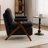 Mid Century Upholstered Arm Accent Chair with Solid Wood Legs-1890899081