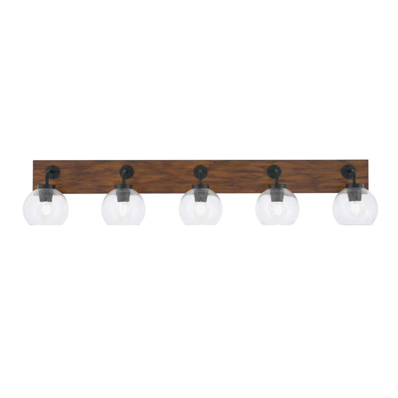 Barre d'éclairage de salle de bain 5 lumières Oxbridge, Clair, Noir mat/brun