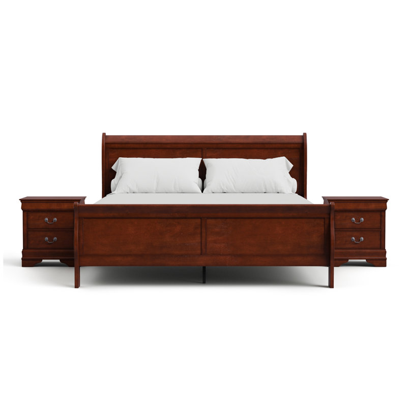 Ensemble de chambre à coucher Aberdeen, Brun, 3 Pcs: Bed, 2 Nightstands, Simple