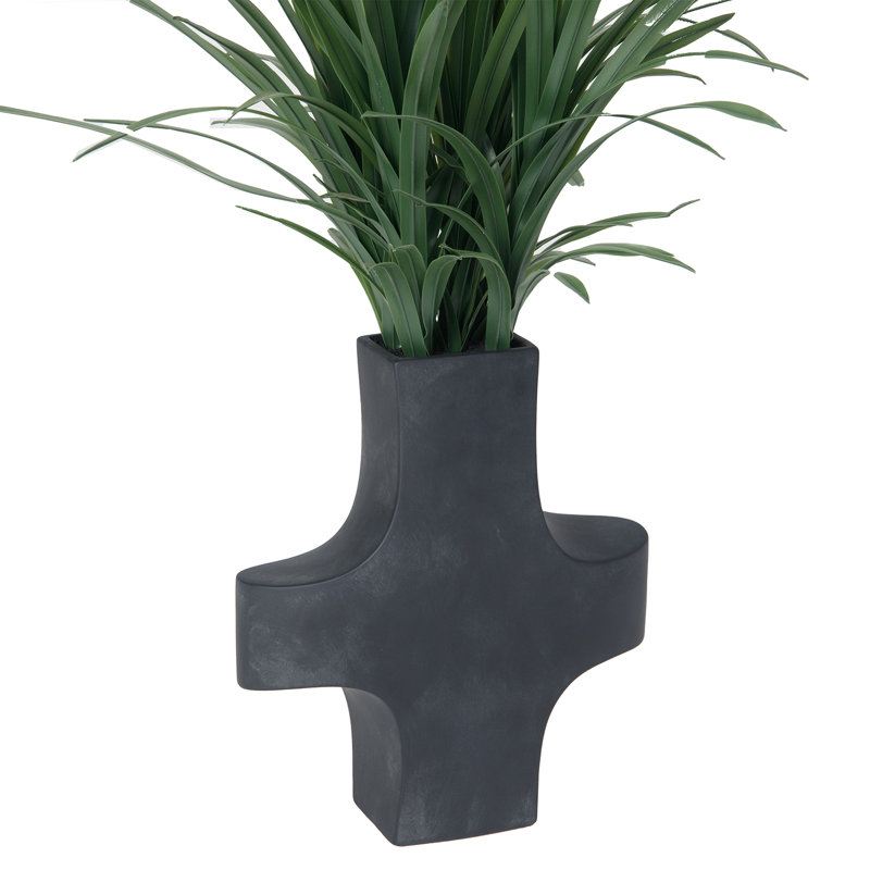 34" Real Touch Artificial Onion Grass In A Black Modern Planter - Perfect Décor For Any Modern Home