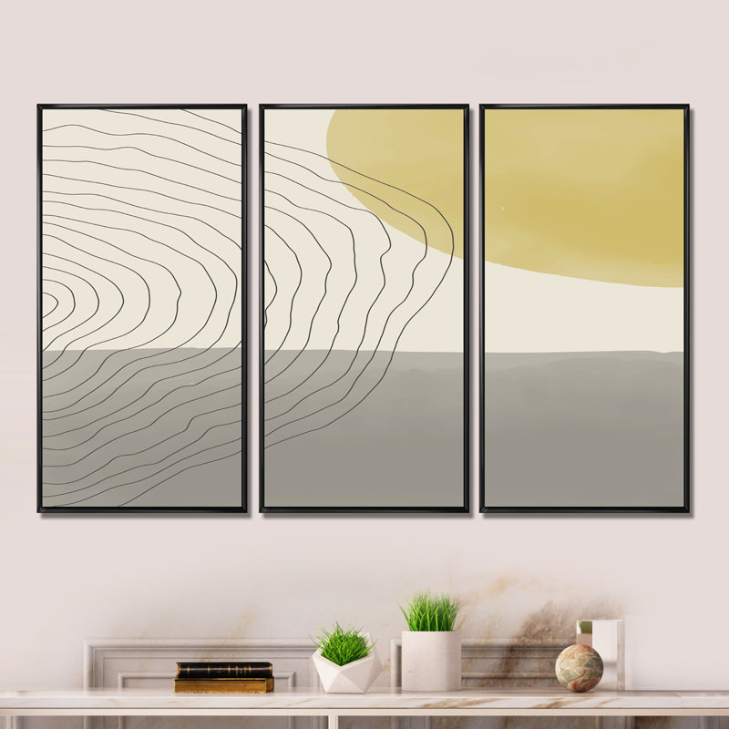Compositions géométriques minimalistes de formes élémentaires XXXIV - reproduction de cadre photo sur toile 3 pièces