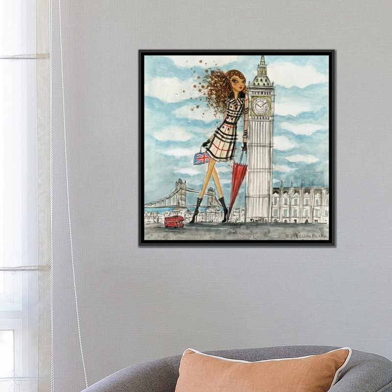 «Sigismondo See the Sights London», art encadré, Toile encadrée noire, Aucun mat, H 26 po x l 26 po x P 1,5 po