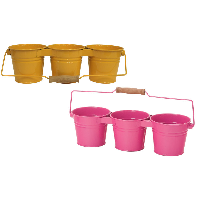 Ensemble de boîte à fleurs en acier pour fenêtre Kirkenes, 2, Safran / rose vif