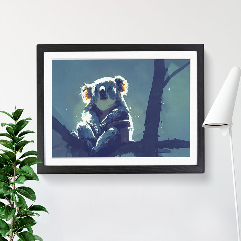 Koala Bear - Single Picture Frame Print, Black, 46cm H x 64cm W x 2cm D