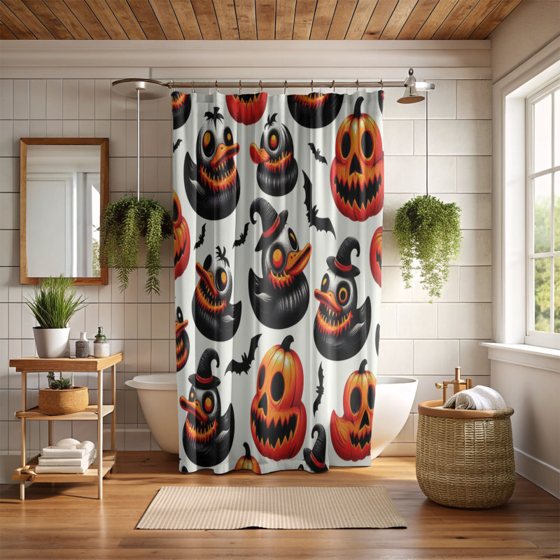 Rideau de douche 1 pièce Spooky Duck, H 74 po x l 71 po