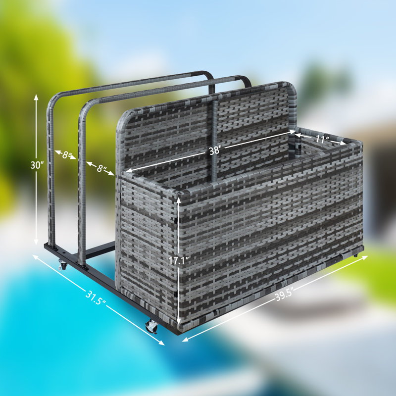 Gray Double Layer PE Rattan Outdoor Storage Organizer