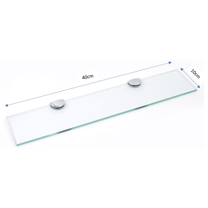 Fanniemae Glass Floating Shelf with Adjustable Shelves, Clear, 0.6cm H x 40cm W x 10cm D