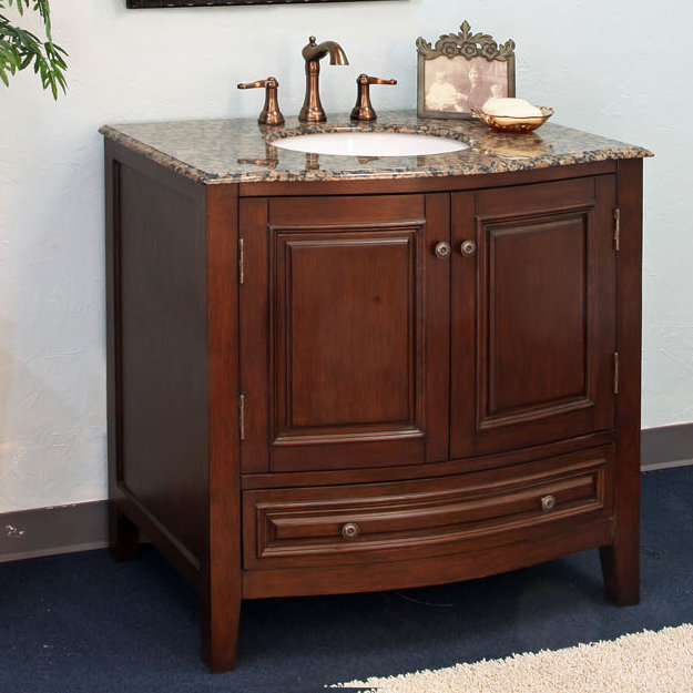 Elks 36'' Single Bathroom Vanity with Marble Top