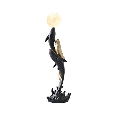 37.4"Large-sized whale luxury black gold high-end floor ornament