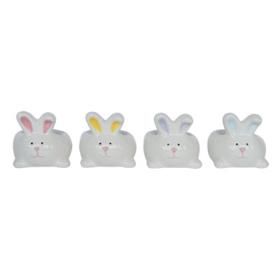 Ceramic Bunny Egg Cup Set of 4 Easter Home Decorations