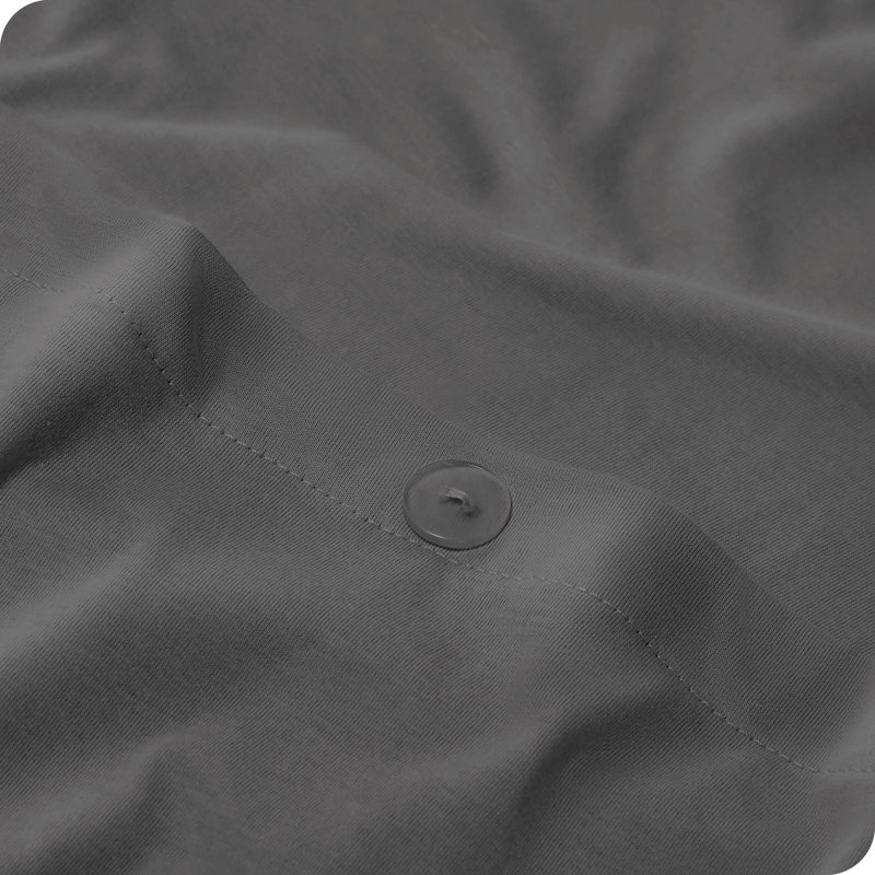 Full/Queen Gray Organic Cotton Jersey Duvet Cover Set