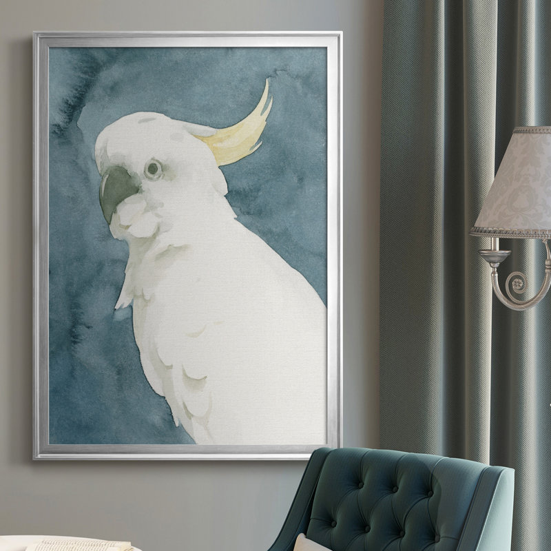 Cockatoo Portrait II, toile encadrée de qualité supérieure - prête à être accrochée, Argent, H 24,5 po x l 18,5 po x P 1 po