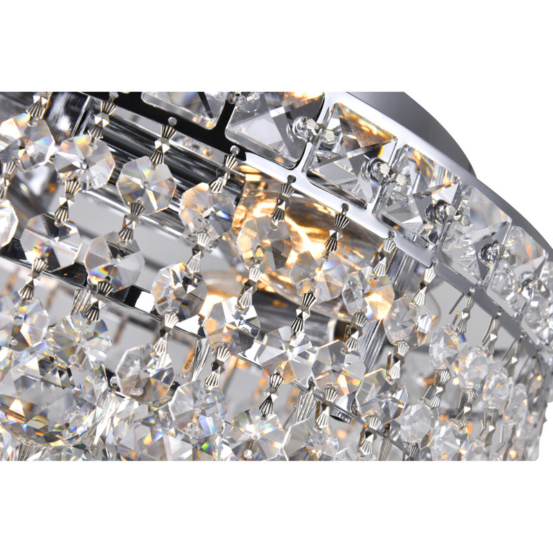 Plafonnier encastré 3 lumières avec finition chromée, H 9 po x l 12 po x P 12 po, Chrome chrome