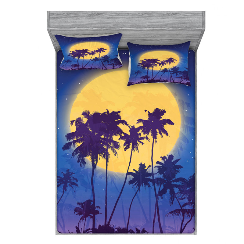 Island Party Microfiber Sheet Set, Queen Sheet Set with Fitted Sheet