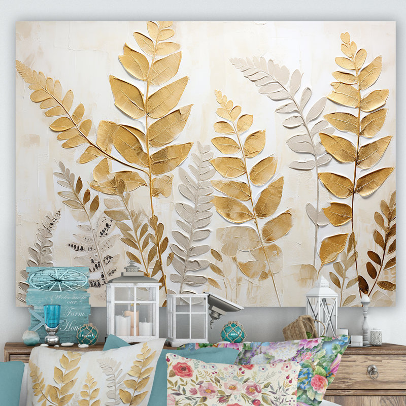 Golden Ferns Silent Gracefulness III - reproduction, Cadre photo argenté, H 30 po x l 40 po