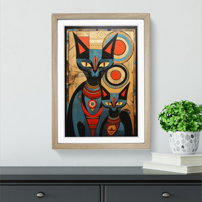 XYZ-FRM-V1223-606 Egyptian Cat Constructivism No.4 1 Piece Single Picture Frame Wall Art