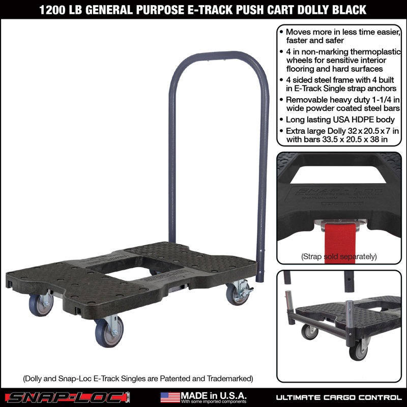 Chariot-poussoir polyvalent Snap-Loc 1200 lb, Noir