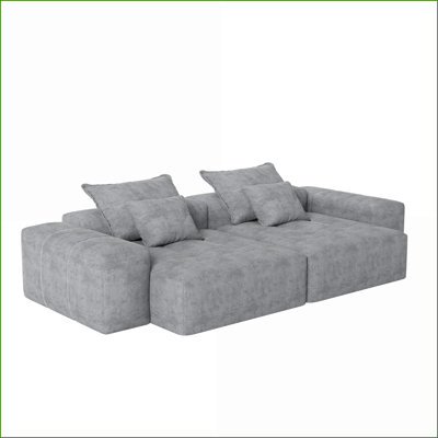 Canapé modulaire moderne en chenille étincelant avec 4 coussins, sans assemblage | Mousse et ressort