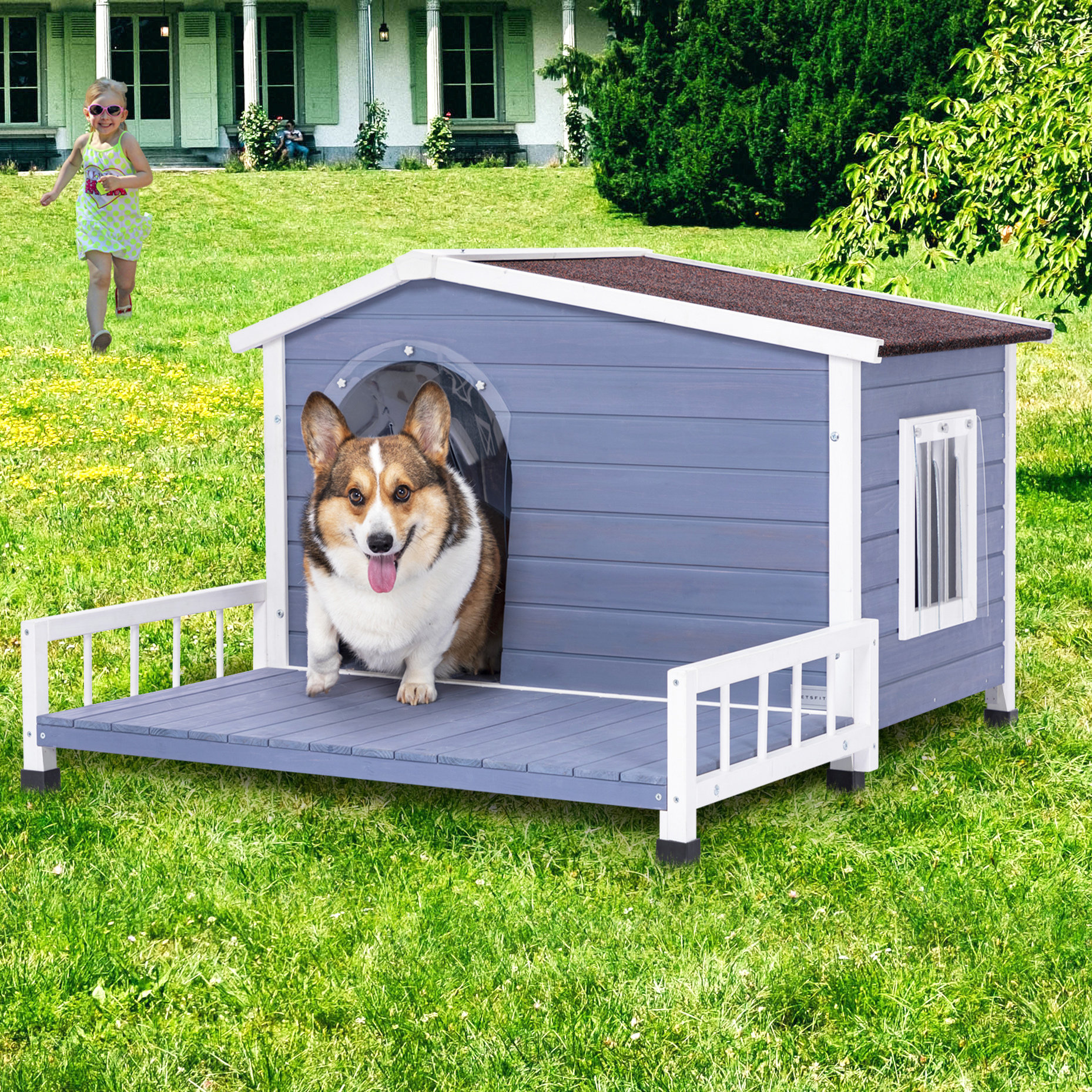 Tucker Murphy Pet™ Large Dog House For Small & Medium Dogs With Terrace ... - Soft Collapsible Dog House For Small Dogs