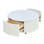 Table basse ronde mobile avec roulettes et 2 tiroirs-445571194