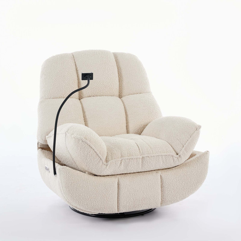 Phoenix Teddy Fabric Swivel Rocker Recliner Armchair , Power - Push Button