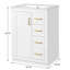 Meuble-lavabo 24 po avec lavabo intégré, 1 armoire de porte et 3 tiroirs de rangement, quincaillerie à fermeture en douceur, finition peinte, blanc-791085788-804735180
