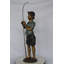 Statue garçon avec une canne à pêche en bronze - Taille: L 11 po x l 14 po x H 44 po.