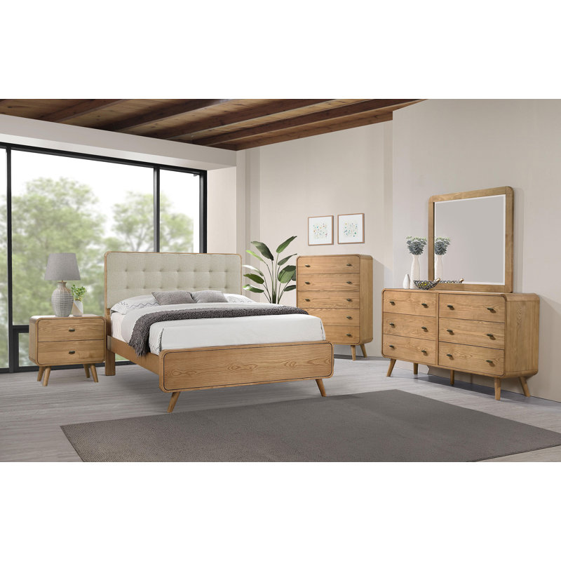 Ensemble de chambre avec grand lit 5 pièces Graesen, Queen, 5 Pcs: Dresser; Mirror; Bed; Nightstand; Chest
