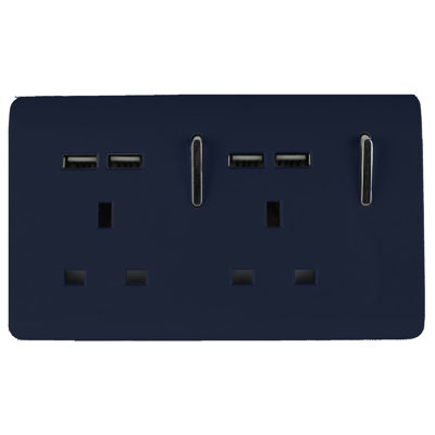 Trendi Switch 2 Gang 4 Port USB 2100mA Plug Socket
